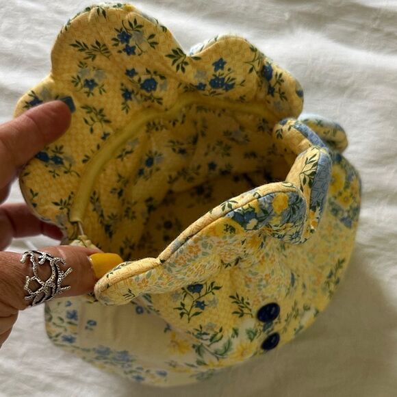 Hand Crafted Tea Cozy Floral Yellow and Blue - Picture 2 of 7